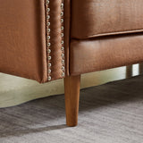 82.2" Suede Sofa with Left Facing Chaise, Brown - Furniture Home Direct