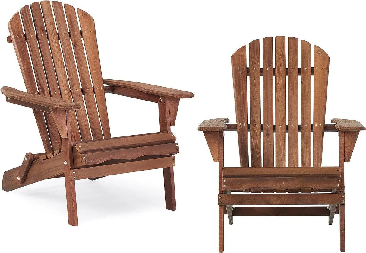 Adirondack Chairs Outdoor Folding Wooden Natural Brown - Furniture Home Direct