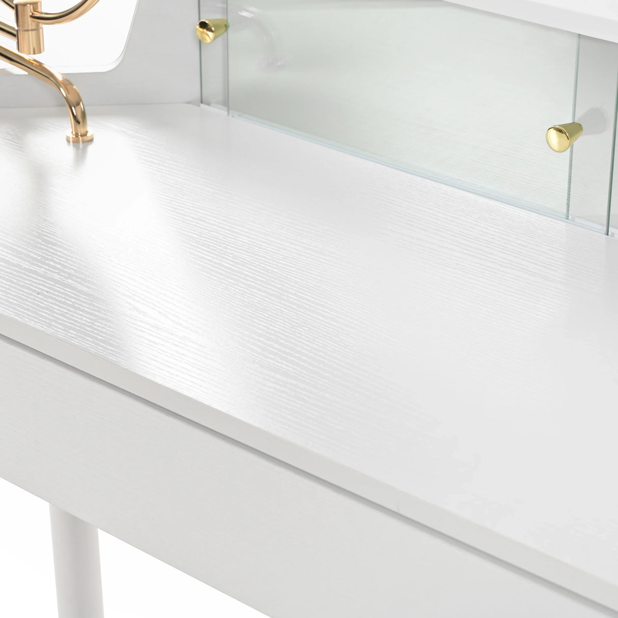 Vanity Desk With Large Storage Modern Design Stool White - Furniture Home Direct