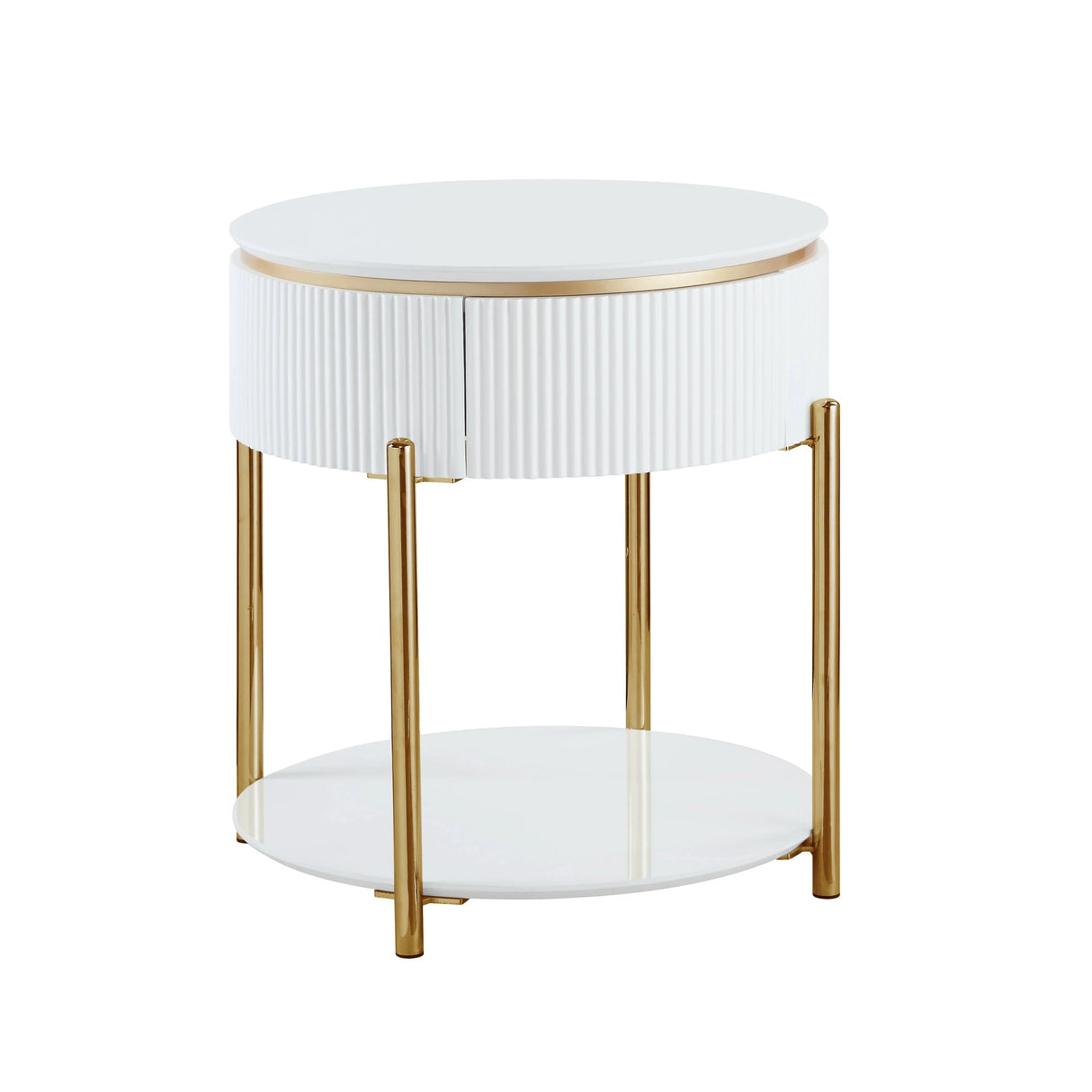 Daveigh - High Gloss End Table - Gold / White - Furniture Home Direct