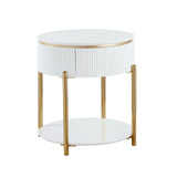 Daveigh - High Gloss End Table - Gold / White - Furniture Home Direct