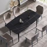 70.87" Modern Artificial Stone Curved Metal Leg Dining Table, Can Accommodate 6-8 People - Furniture Home Direct