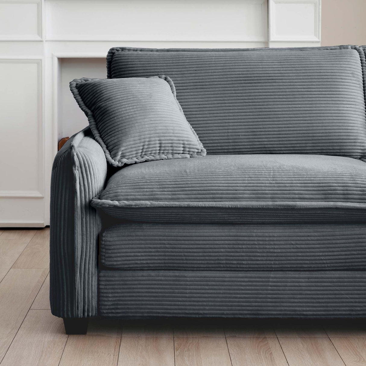 Two-Piece Corduroy Living Room Set (Sofa and Love Seat) - Gray - Furniture Home Direct