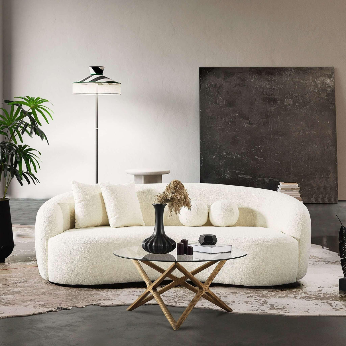 Drake - Japandi Style Curvy Boucle Sofa - Furniture Home Direct