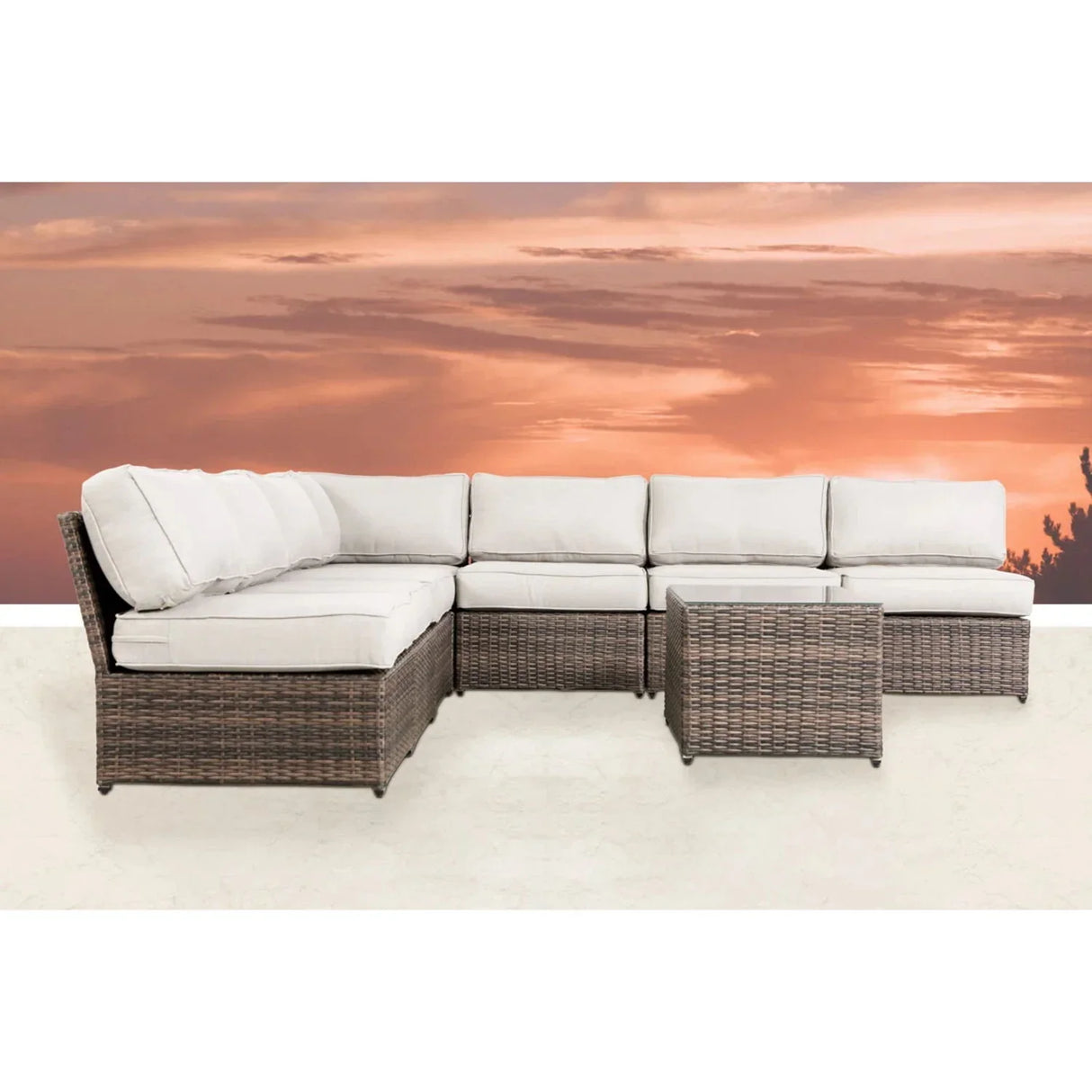Comfortable Modern Patio Rattan Sectional Set With Cushions - Furniture Home Direct