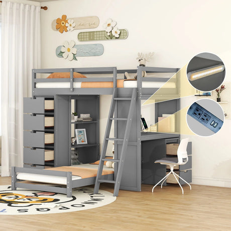 Bunk Bed With LED Light And USB Ports - Furniture Home Direct