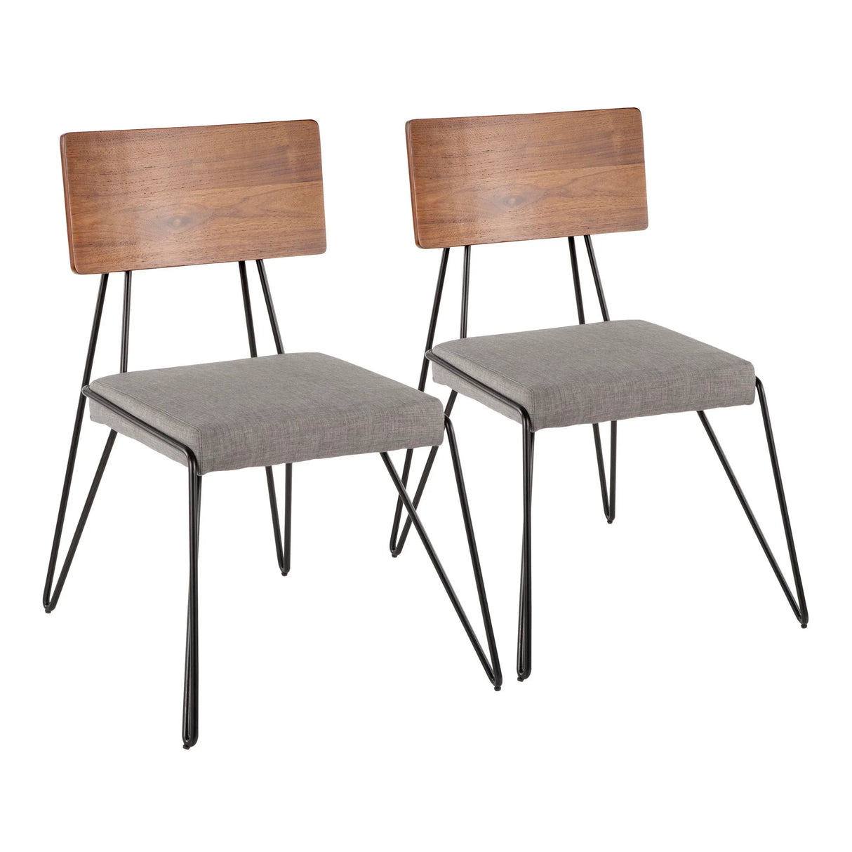 Loft - Mid-Century Modern Chair (Set of 2) - Black / Gray / Walnut - Furniture Home Direct