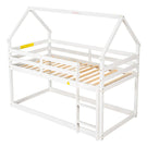 Twin Over Twin Loft Bed With Roof Design, Safety Guardrail, Ladder - Furniture Home Direct