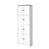 Tall Storage Cabinet With 8 Doors And 4 Shelves, Wall Storage Cabinet For Living Room, Kitchen, Office, Bedroom, Bathroom - Furniture Home Direct