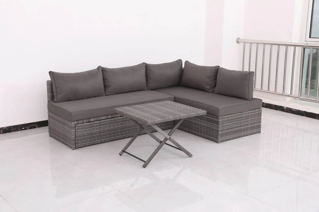 Outdoor Sectional With Cushions - Gray - Furniture Home Direct