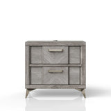 2 Drawer Night Bookmatched Veneers - Gray - Furniture Home Direct