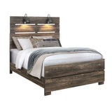 Monica - Queen Bed With Dark And Slat Headboard - Dark Oak - Furniture Home Direct