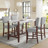 5 Piece Counter Height Dining Set With 4 Upholstered Chairs - Furniture Home Direct