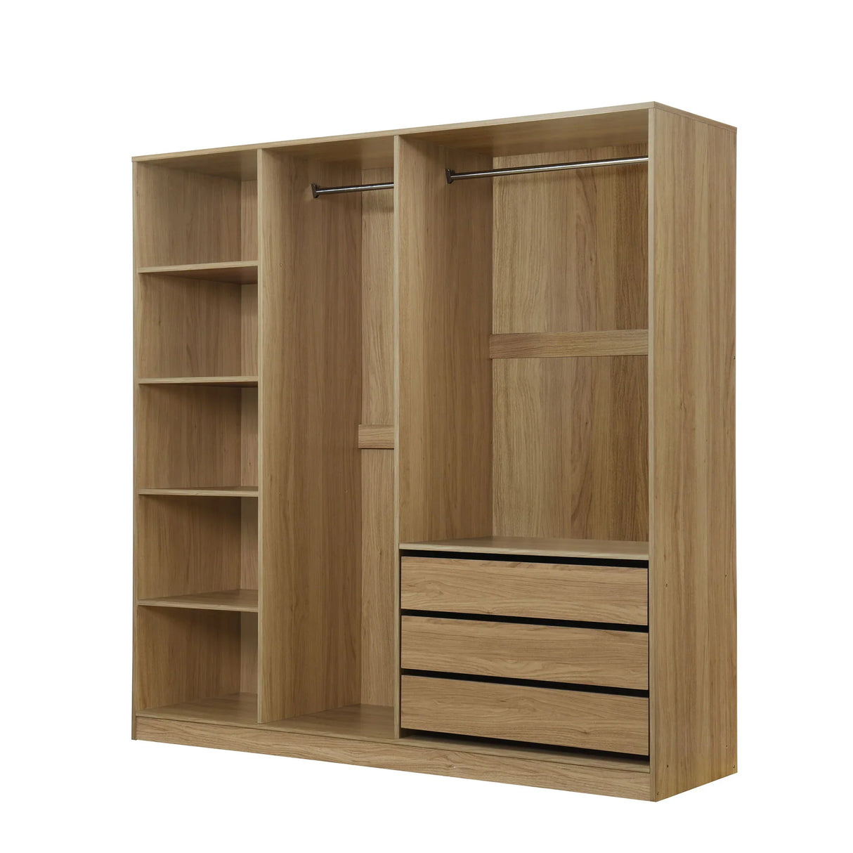 Doorless Storage Wardrobe For Dedroom With Shelves And 3 Drawers - Furniture Home Direct