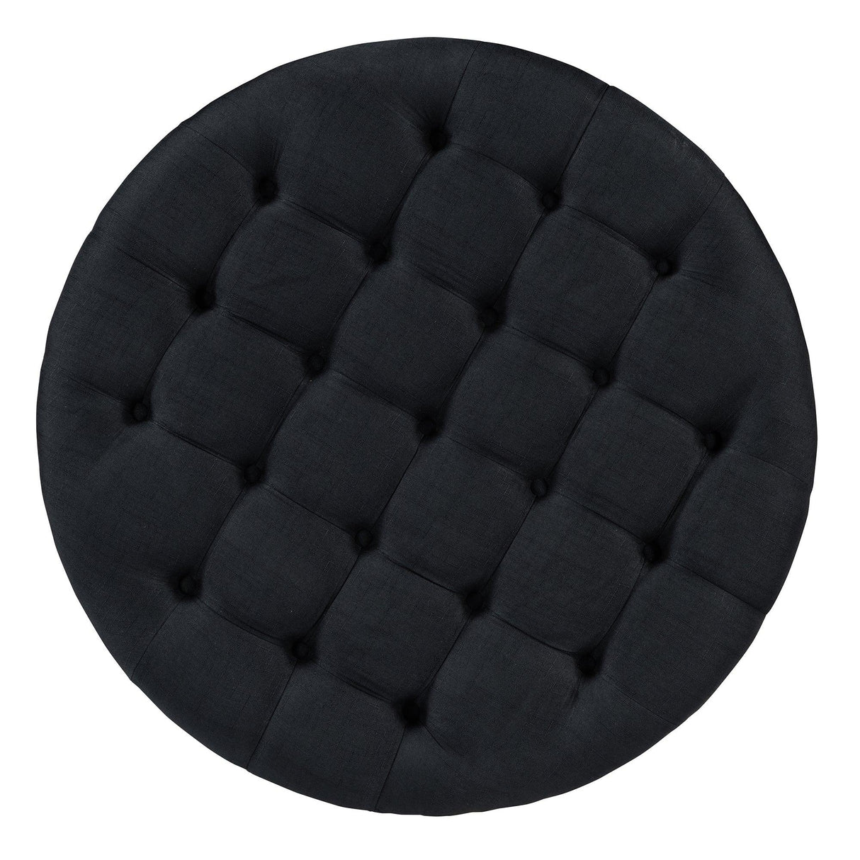 Round Ottoman Coffee Table Oversized Tufted Wood Base Black - Furniture Home Direct