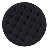 Round Ottoman Coffee Table Oversized Tufted Wood Base Black - Furniture Home Direct
