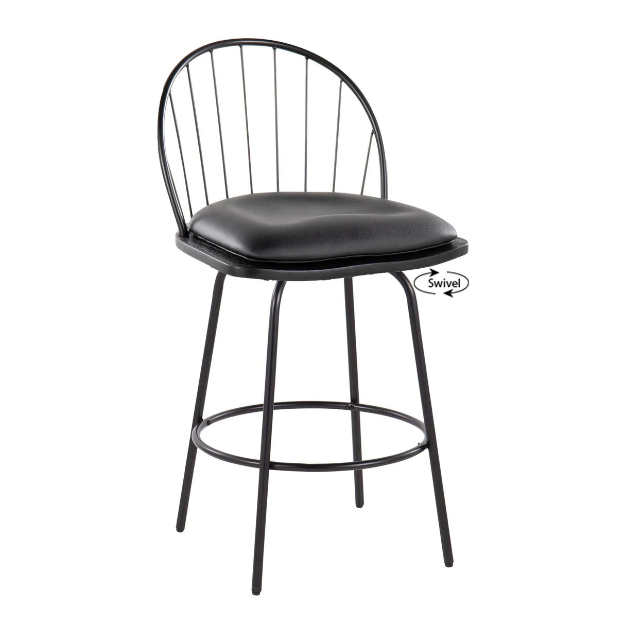 Riley - Claire Farmhouse Fixed Height Counter Stool With Swivel With Round Footrest (Set of 2) - Furniture Home Direct