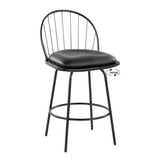 Riley - Claire Farmhouse Fixed Height Counter Stool With Swivel With Round Footrest (Set of 2) - Furniture Home Direct