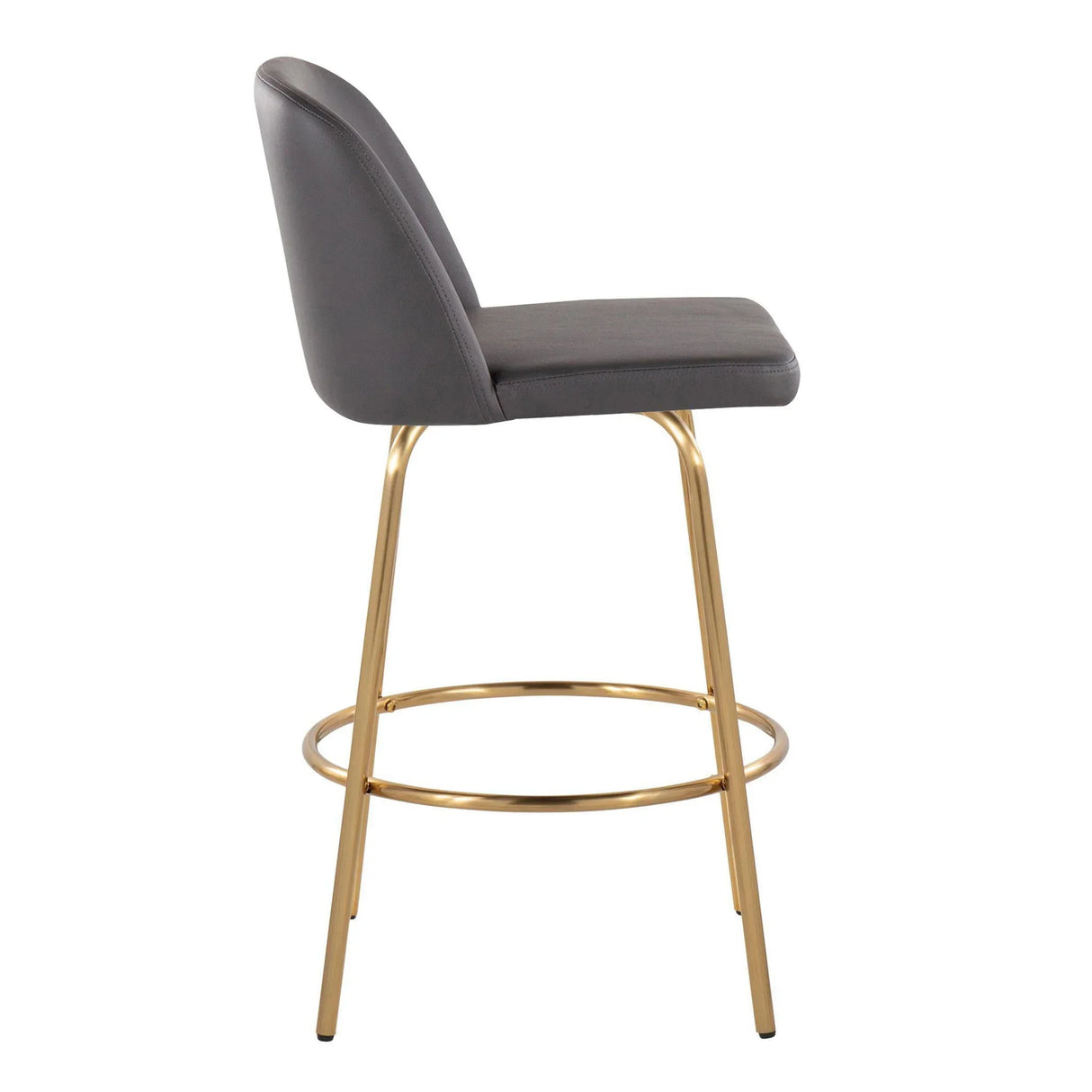 Toriano - Contemporary, Fixed Height Counter Stool With Swivel With Round Footrest (Set of 2) - Furniture Home Direct