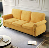 Soft Sofa, Upholstered 3 Seater Couch With High Density Foam, Loose Back Cushions And Turned Legs - Furniture Home Direct