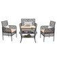 4 Pieces Rattan Wicker Chairs With Tempered Glass Table And Cushions - Furniture Home Direct