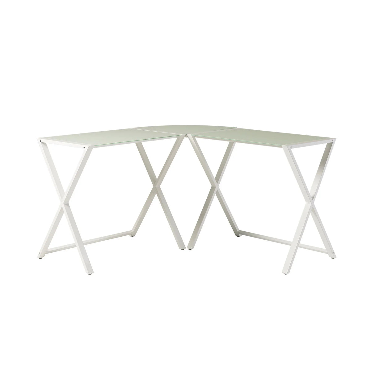 Modern X Leg L Shaped Computer Desk - White - Furniture Home Direct