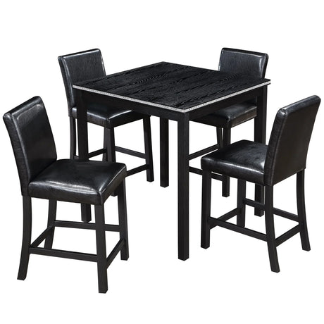 5 Pieces Counter Height Table Set, Kitchen Table With Square Table And 4 Upholstered Chairs - Furniture Home Direct