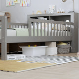 Bed With Headboard Storage Rack, 2 Under Bed Drawers, 3 Side Guardrails For Safety - Furniture Home Direct