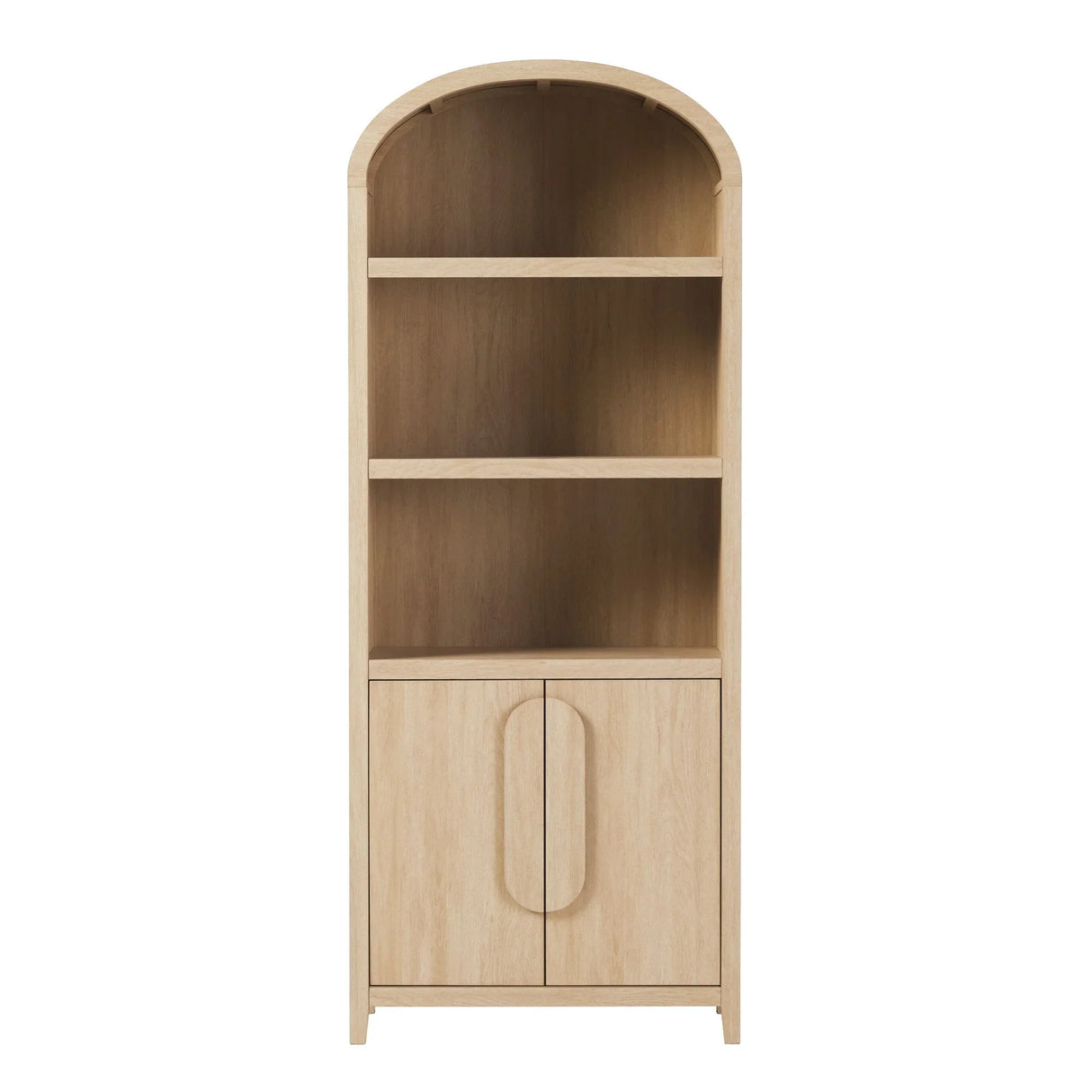 Modern 3 Shelf Open Arched Bookcase Cabinet - Furniture Home Direct