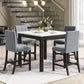 5-Piece Counter Height Dining Table Set With One Faux Marble Top Dining Table And Four Velvet Upholstered Chairs - Furniture Home Direct