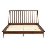 Mid-Century Modern Solid Wood Platform Bed Frame With Spindle Headboard - Furniture Home Direct
