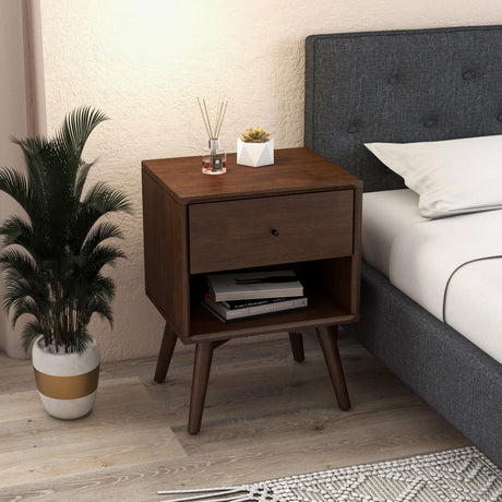 Caroline - Mid-Century Modern Style Night Stand - Brown - Furniture Home Direct