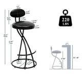 Bar Stools Upholstered Counter Height Barstools For Kitchen Island Modern PU Leather Dining Chairs With Footrest (Set of 2) - Furniture Home Direct
