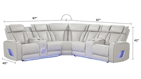 Fortuner Modern Power Reclining Sectional with Bluetooth and LED - Beige - Furniture Home Direct