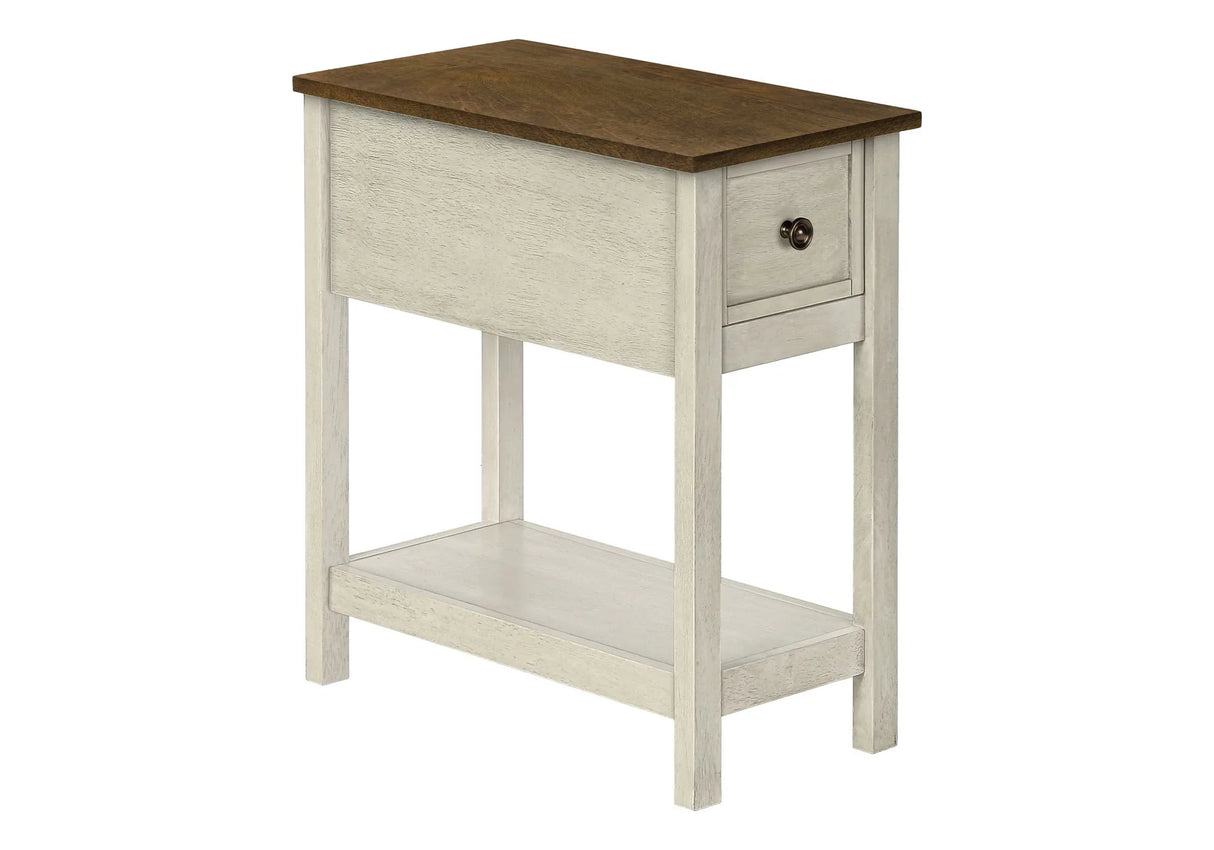 Accent End Table, 2 Tier, Narrow, Lamp, Storage Drawer, Charming Design - Furniture Home Direct