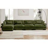 Modern Sectional Sofa With Ottoman, Round Bolster Armrests, Waist And Throw Pillows - Furniture Home Direct