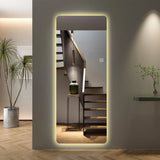 Wall Mounted Full Body Mirror With Dimming Lights Glass - Silver - Furniture Home Direct