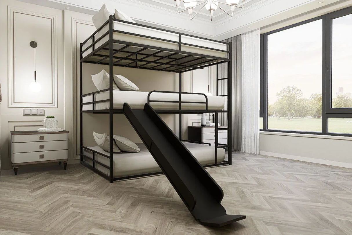 Twin Size House Loft Bed With Slide And Ladder - Black - Furniture Home Direct