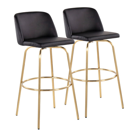 Toriano - Contemporary Fixed Height Barstool With Swivel And Round Footrest (Set of 2) - Furniture Home Direct