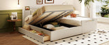 Platform Bed With Storage Drawers And USB Ports Beige - Furniture Home Direct