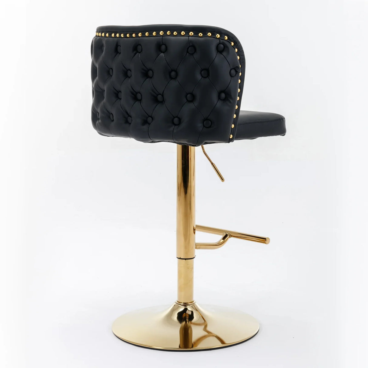 Counter Height Bar Stools Tufted PU Leather Swivel Black - Furniture Home Direct
