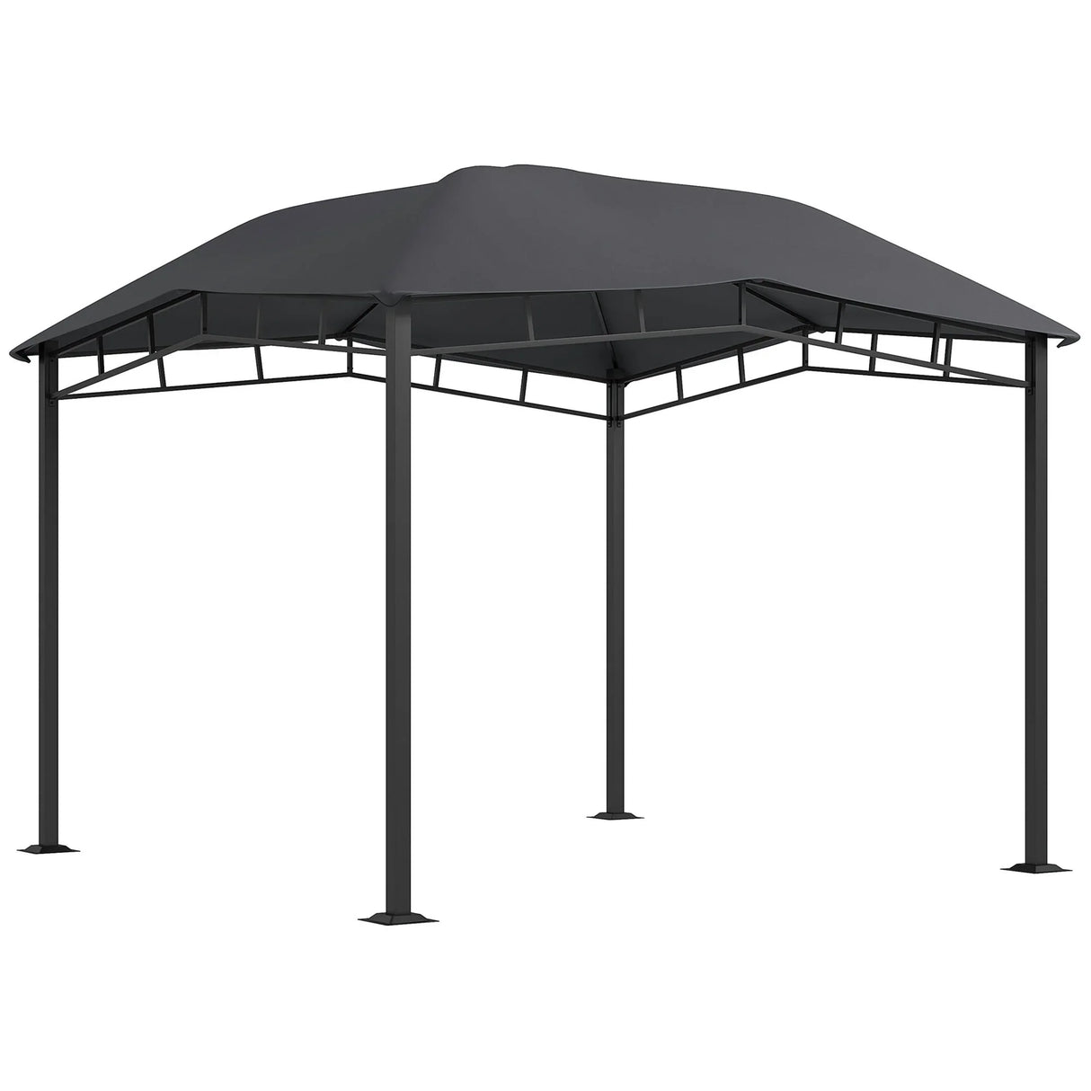 Outsunny - 10' x 10' Soft Top Patio Gazebo Outdoor Canopy With Unique Geometric Design Roof, All-Weather Steel Frame - Gray - Furniture Home Direct