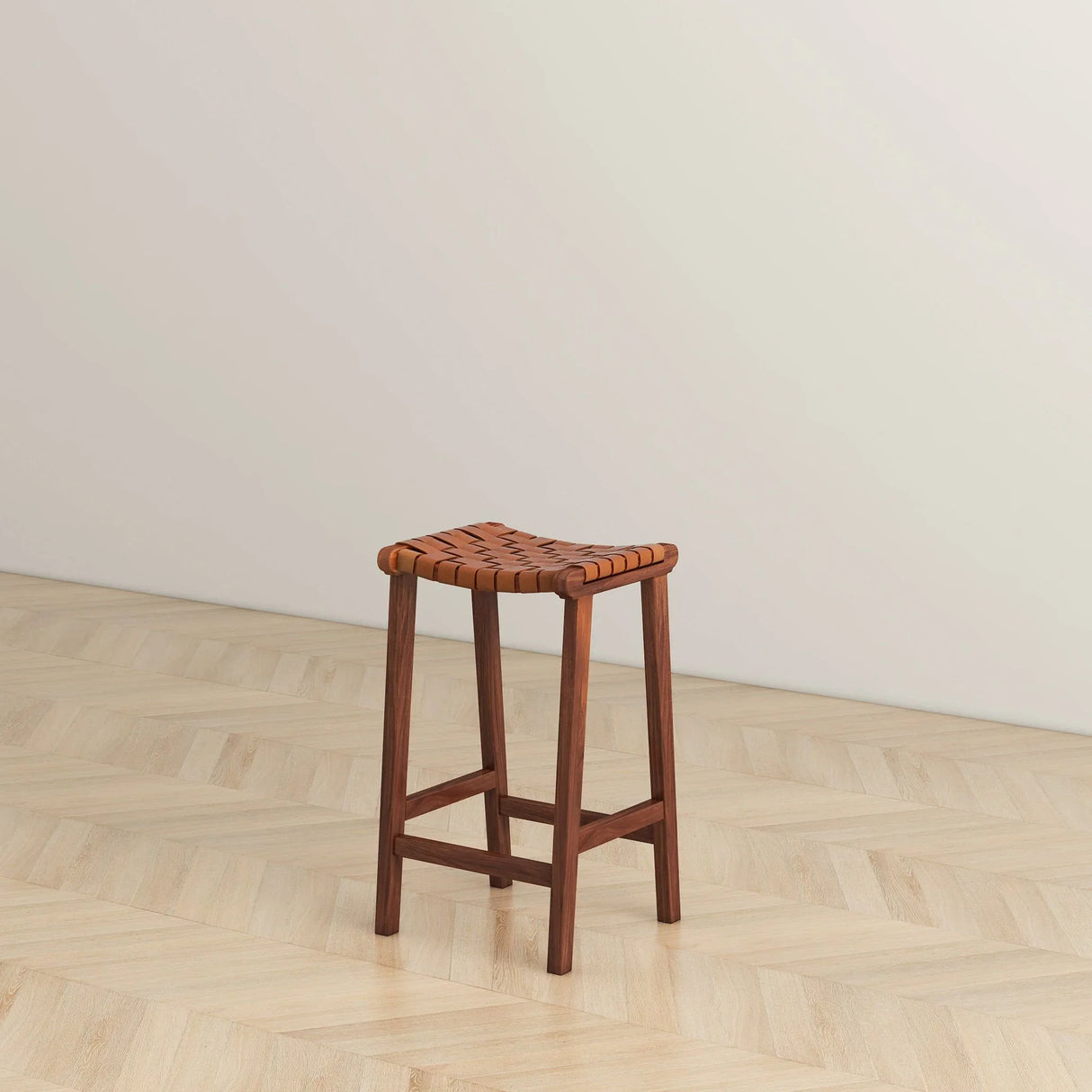 James - Mid-Century Modern Genuine Leather Counter Stool - Furniture Home Direct