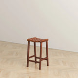 James - Mid-Century Modern Genuine Leather Counter Stool - Furniture Home Direct