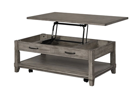 Lift Top Cocktail Table With Casters - Gray - Furniture Home Direct