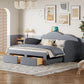 Upholstered Daybed With Cloud-Shaped Backrest, Trundle & 2 Drawers And USB Ports - Furniture Home Direct