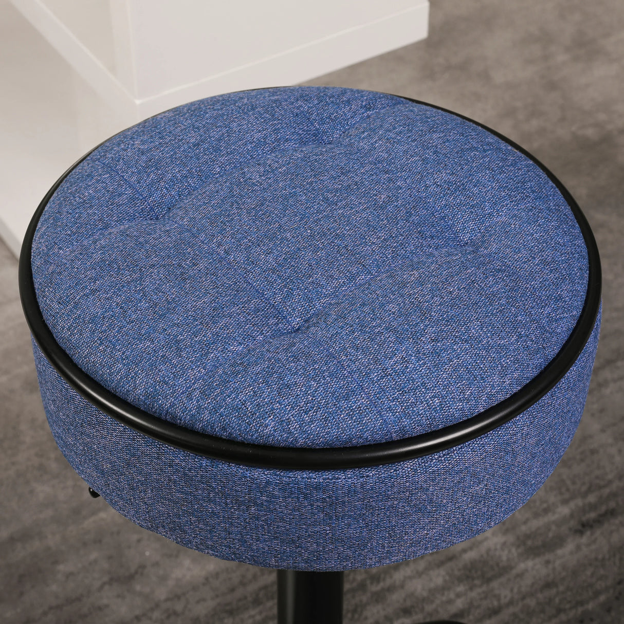 Counter Stool Set Round Upholstered Bar Stools Kitchen Blue - Furniture Home Direct