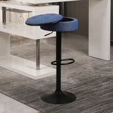 Counter Stool Set Round Upholstered Bar Stools Kitchen Blue - Furniture Home Direct