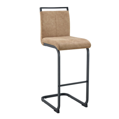 Modern Tech Fabric Bar Stool (Set of 2) With Metal Legs 42.5" Tall For Home Bar & Restaurant - Black / Brown - Furniture Home Direct