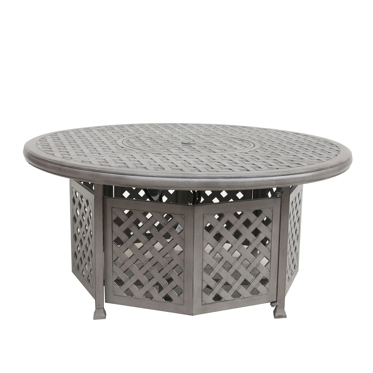 5 Piece Cast Aluminum Chat Fire Pit Set With Cushion - Furniture Home Direct